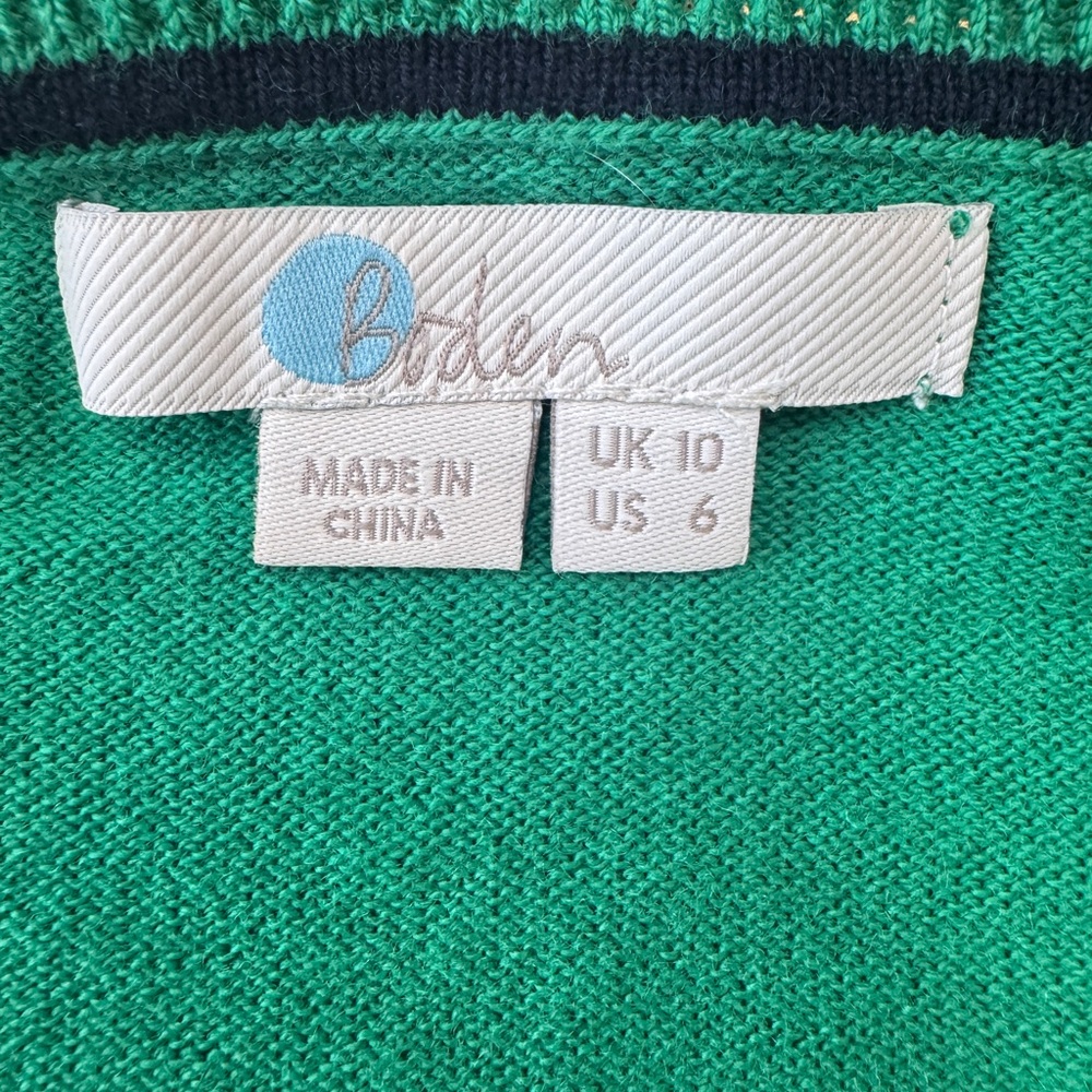 Boden Womens Knit Sweater Green Ruffle Crew Neck Size 6 UK10 - Picture 3 of 4